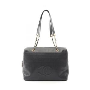 Chanel Coco Mark Tote Bag Leather Grained Calfskin Black